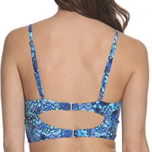 Sun and Sea Juniors Long Line Bikini Top with Front Lattice Detail and Adjustabl - Picture 2 of 4